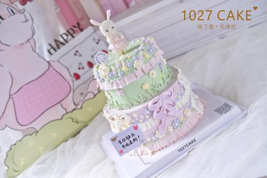 1027CAKE | 双层小兔子 翻糖装饰 森系手绘 商品图1