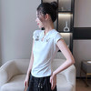 【短袖T恤女】夏季新款 新中式修身盘扣针织衫 国风褶皱收腰甜美上衣  商品缩略图2