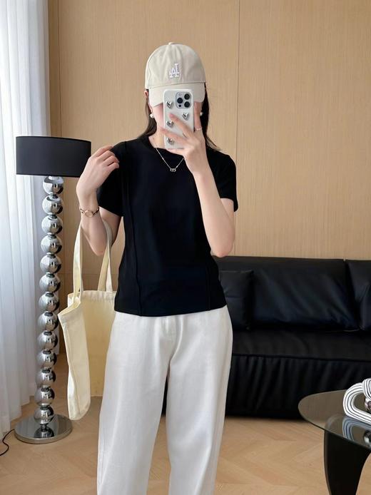 💕【甜辣氛围感】细绒棉抽条正肩鱼骨短袖：✅妈生好身材，软糯亲肤婴儿般细腻手感🌸 商品图2