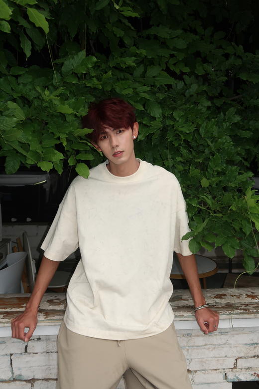 W422812231做旧纹理短袖T恤 商品图2