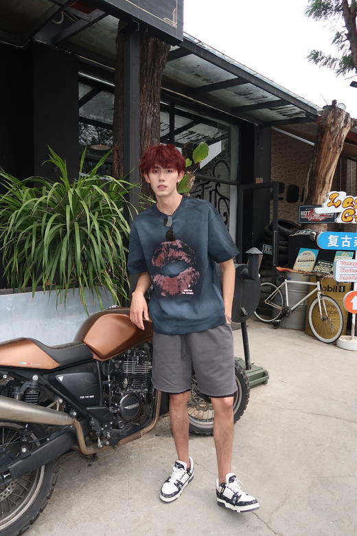 W420912066复古嘴唇印花短袖T恤 商品图3