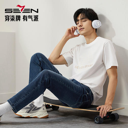 【凉感索罗纳】柒牌短袖T恤男夏季新款时尚龙纹印花圆领休闲上衣	126T73610 商品图1