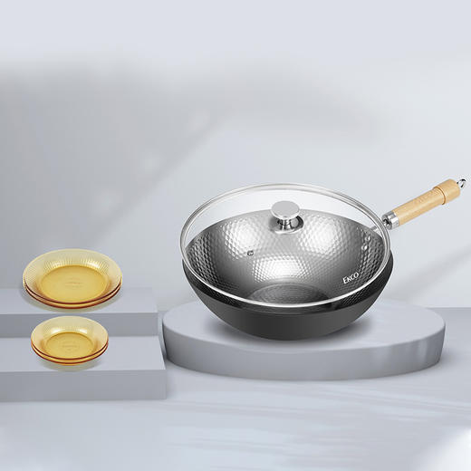 康宁 EKCO极之铁炒锅+SN晶尊系列餐具豪华4件套 EK-JZT01AMD4BZX/KZ 商品图0