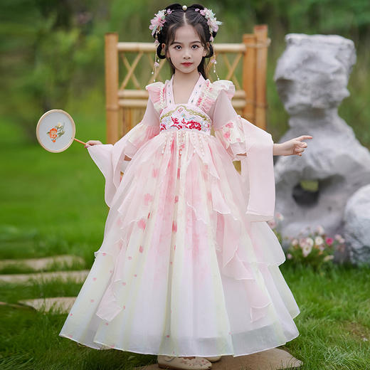 女童汉服古风唐装儿童超仙飘逸雪纺连衣裙LS-23P2316 商品图1