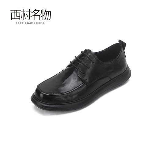 西村名物2024夏季新品真皮软底舒适高档亮面系带休闲牛皮皮鞋男款X14AW13921 商品图0