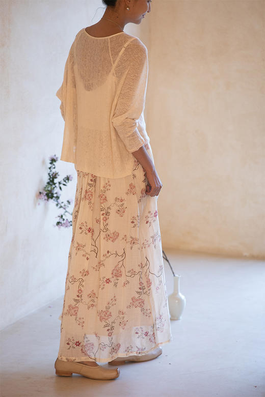 牧衣游原创 印花苎麻半身裙女新款文艺显瘦宽松休闲百搭半裙 穆恩 商品图5