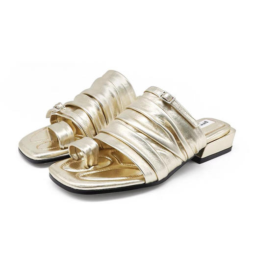 分趾褶皱拖鞋 商品图0