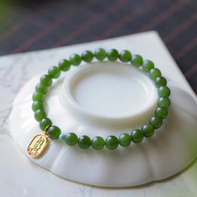 苹果绿碧玉女士手串（6mm）颗颗精选 青翠淡雅