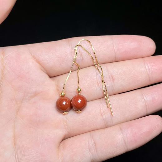 DS925南红玛瑙耳坠-圆珠耳线 商品图0