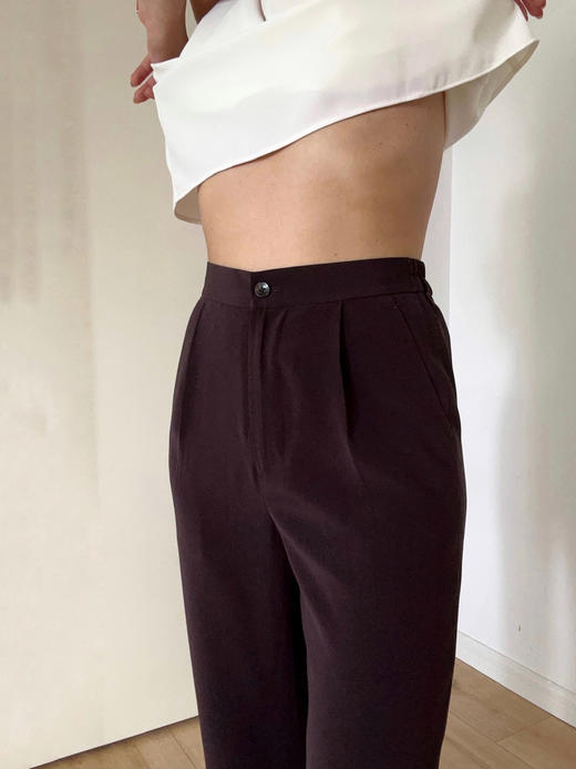 Semplicita | K02 三醋酸九分裤 后腰松紧 [ 酱紫 ] 商品图1