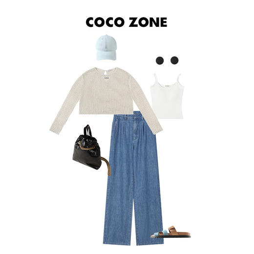 COCO ZONE 夏季时尚纯色休闲长库显瘦百搭阔腿裤 23C18777 商品图3