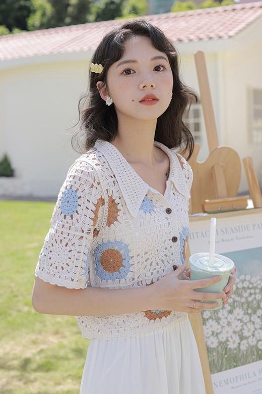 L.Fleuri 米色复古钩花镂空针织外套 16743 商品图4