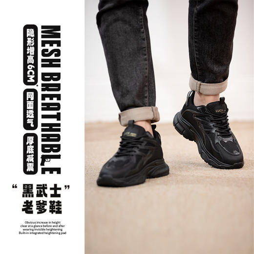 男士隐形增高6cm老爹鞋透气网面内增高男鞋增高鞋男运动鞋 商品图3