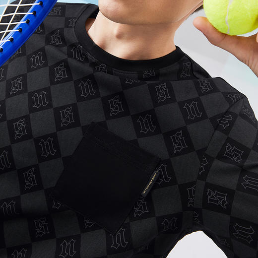 【5A抗菌2A防螨】柒牌短袖T恤男士夏季新款字母满印黑色圆领上衣	126T71470 商品图2