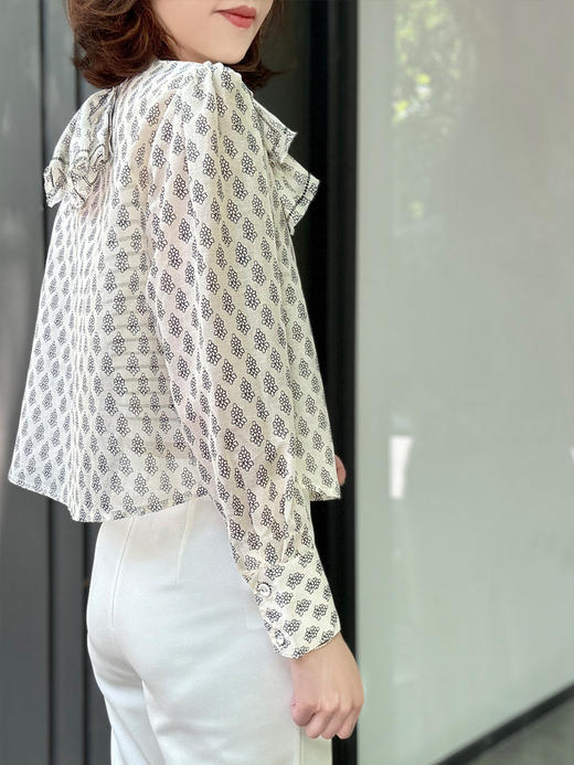 TYNVIE 花卉印花刺绣叠领短衬衫 商品图2