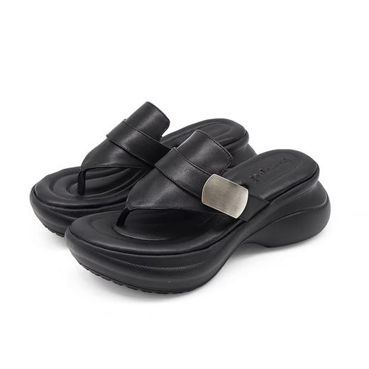 金属扣厚底人字拖鞋 商品图0