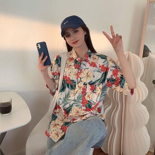 【短袖花衬衫女】夏威夷ins超仙海边沙滩衬衣 港味上衣服 适合三亚旅游度假  商品图5