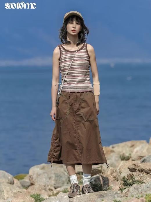 早乙女惠子saotome/STMQZ242016/户外水洗拼接后开叉工装裙 商品图1