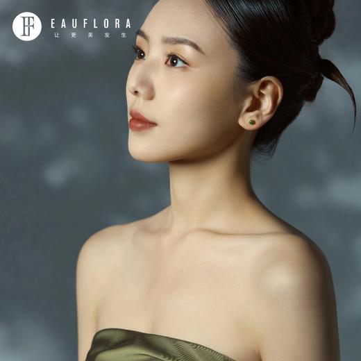 『绿意』和田碧玉圆钉耳环 商品图2