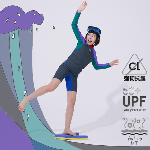 【代发】Uzmz有这么只【分体长袖短裤】男童女童儿童连体泳衣冲浪服防晒短袖宝宝泳装11 商品图2