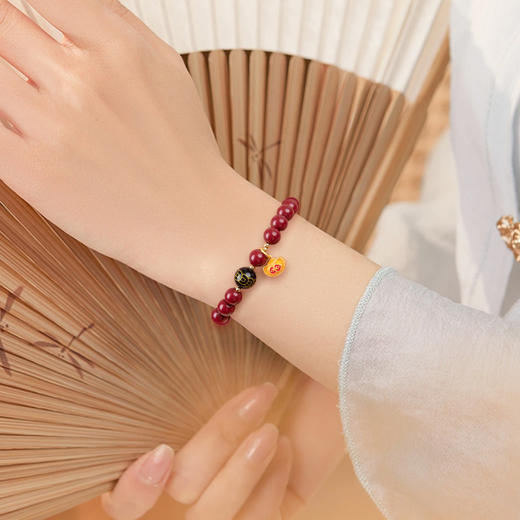 好运连珠 福满今生 紫金砂手串朱砂手链 8mm 商品图6