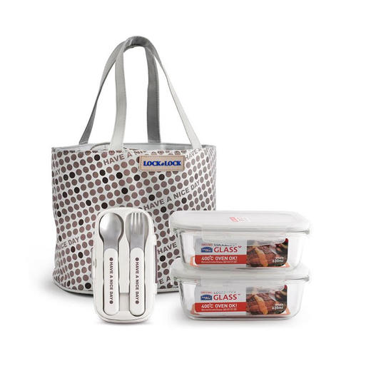 乐扣乐扣  便当袋组合(两个长碗+餐具)LLG905FU 商品图0