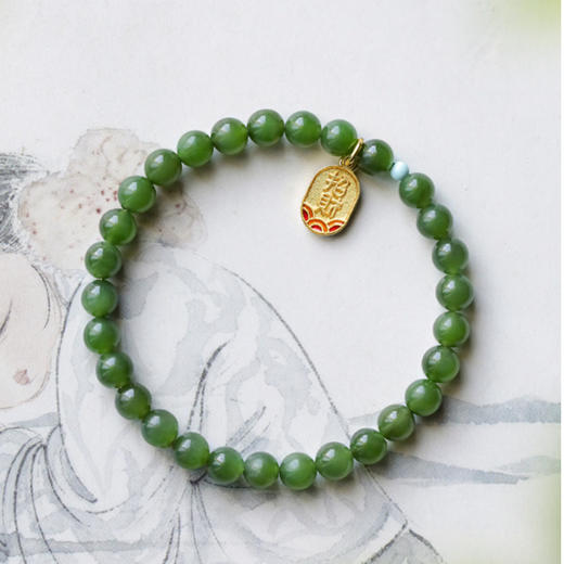 苹果绿碧玉女士手串（6mm）颗颗精选 青翠淡雅 商品图2