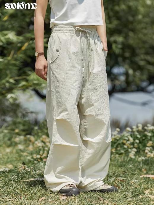 早乙女惠子saotome/STMCK240231/宽松打褶运动伞兵裤 商品图1