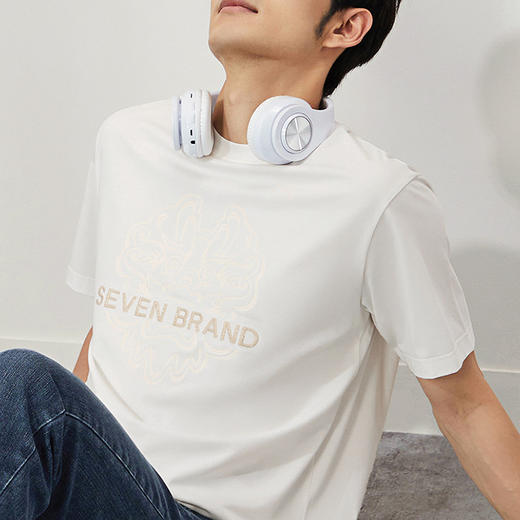 【凉感索罗纳】柒牌短袖T恤男夏季新款时尚龙纹印花圆领休闲上衣	126T73610 商品图4