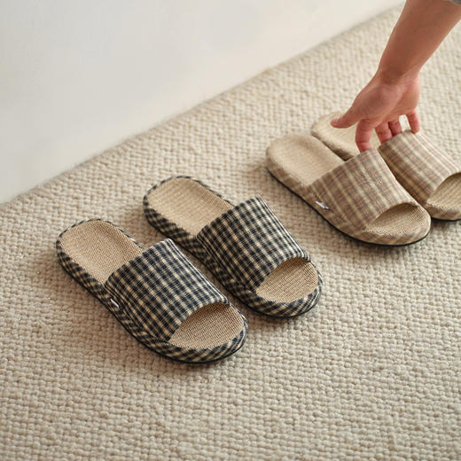 木墨|亚麻开口拖鞋 商品图0
