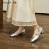 西遇法式粗跟单鞋女新款方头交叉绑带漆皮低跟浅口鞋D1333559 商品缩略图4