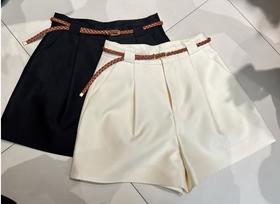 【门店同款】ENJOY夏季智性-气质细腰带短裤 158146421