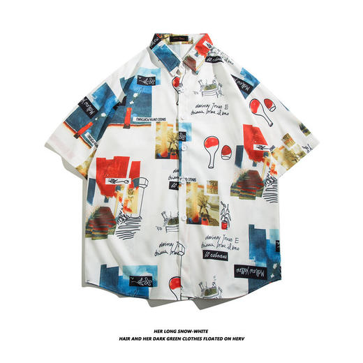 【夏威夷冰丝寸衫】男士潮牌短袖衬衫 夏季沙滩花衬衣情侣装 宽松外套上衣 商品图2