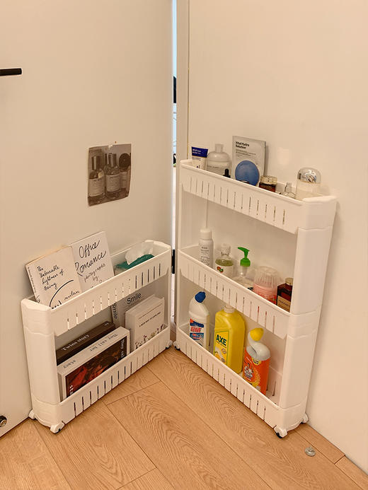 【多功能夹缝收纳架】缝隙极窄置物架门后夹缝收纳柜冰箱厨房超窄边缝卫生间储物小推车 商品图1