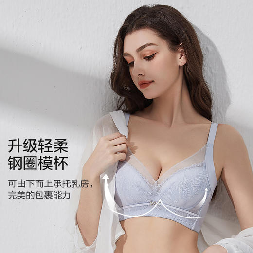畅享三明治调整型文胸厚杯 轻柔钢圈模杯 云感棉材质 桑蚕娟丝 完美承托包裹收拢腋下脂肪 提高胸线 饱满圆润胸型 商品图3