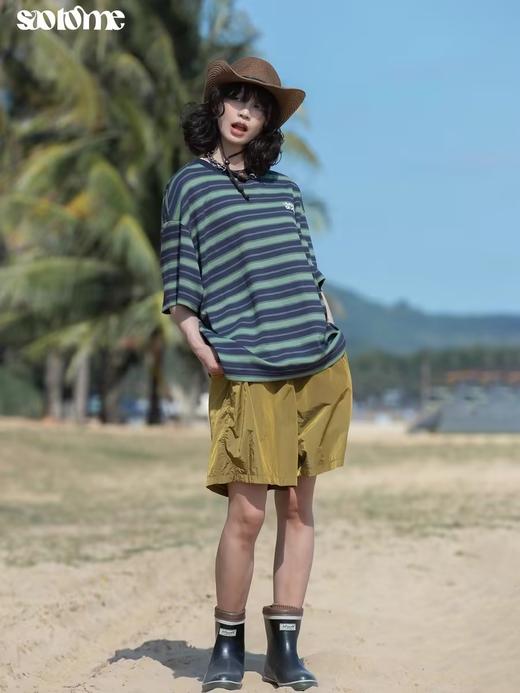 早乙女惠子saotome/STMDX240202/条纹logo印花短袖T恤 商品图3