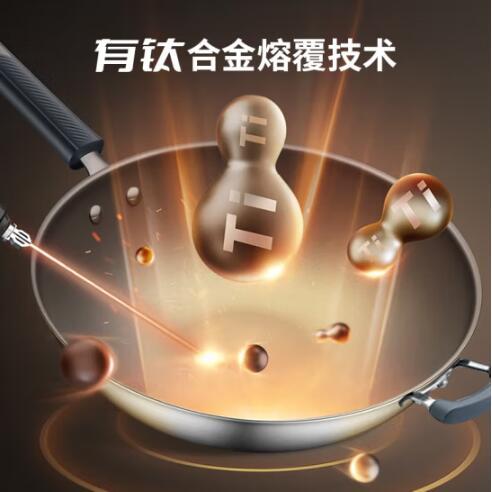 苏泊尔（509940）（SUPOR） 炒锅有钛无涂层不粘锅家用炒锅不锈钢炒菜锅锅燃气灶电磁炉通用 【商超同款】CC32JG3 商品图1