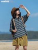 早乙女惠子saotome/STMDX240202/条纹logo印花短袖T恤 商品缩略图1