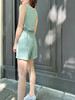 TYNVIE 淡绿色缝线装饰船领丝绸背心 商品缩略图7