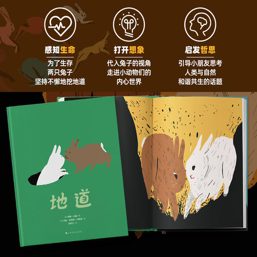 【精装硬壳】《地道》 小兔子挖地道 2-3-6岁 儿童绘本故事书 绘本国外获奖 经典 幼儿园宝宝 儿童图书正版人与自然生命的奇迹逃家小兔 商品图1