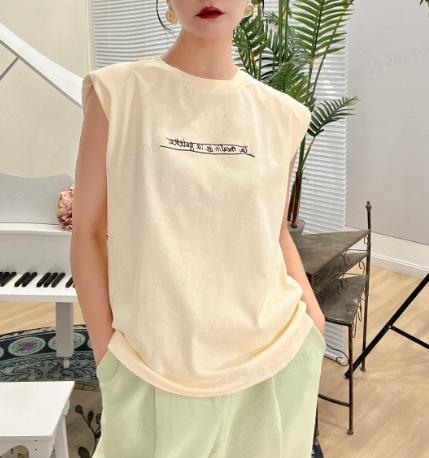 【M1L2】臣禾垫肩无袖上衣T恤K222050306 商品图0