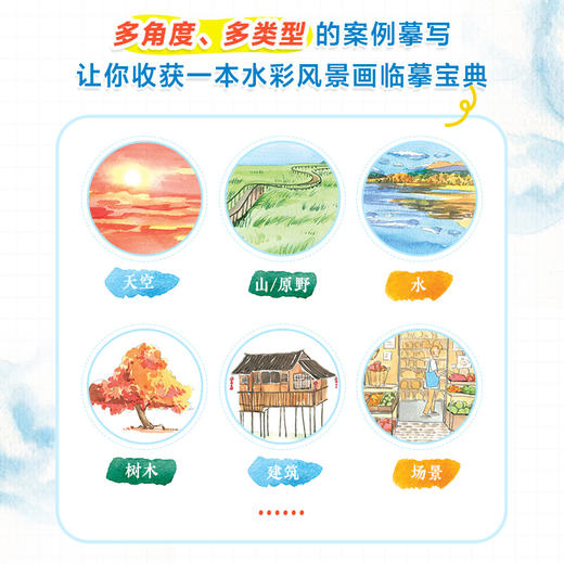 水彩风景入门*学500例 水彩风景插画教程*基础入门 风景写生速写素材案例临摹册 商品图3