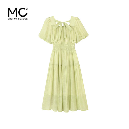 女装方领提花面料收腰款短袖连衣裙-24601Q4221392 商品图4