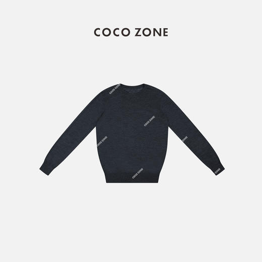 COCO ZONE时尚100羊毛百搭圆领长袖针织上衣24C10203 商品图2