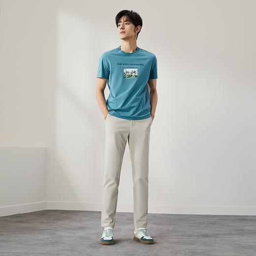 【保形索罗纳】柒牌短袖T恤男2024夏季新款花卉印花休闲圆领上衣	126T73460 商品图3