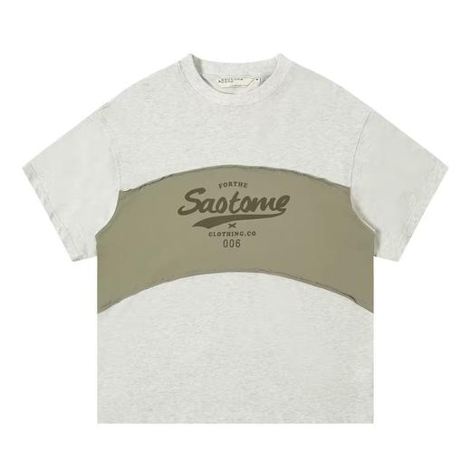 早乙女惠子saotome/STMDX240203/logo印花弧形拼色短袖T恤 商品图4