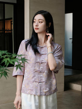 盛唐婧 |真丝异色罗玉兰琵琶对襟外套