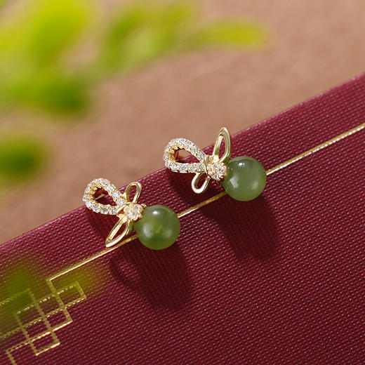 子佩集S925银【珠光迷蝶】耳钉【YEH1511】纯银时尚和田碧玉镀金2405 商品图0