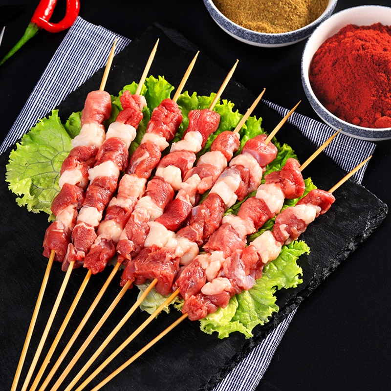 宁鑫羊肉串10串共200g 新鲜纯羊肉串制 户外烧烤 （158包邮）