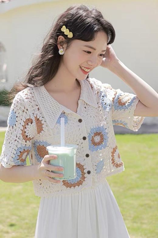 L.Fleuri 米色复古钩花镂空针织外套 16743 商品图3